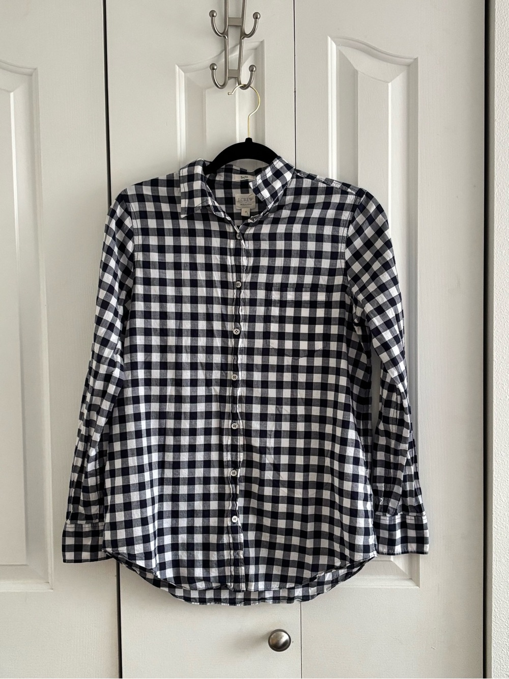 J crew Women's Navy & White Gingham Button-Up Shirt